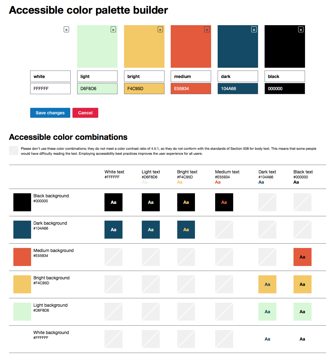 Accessible color palette